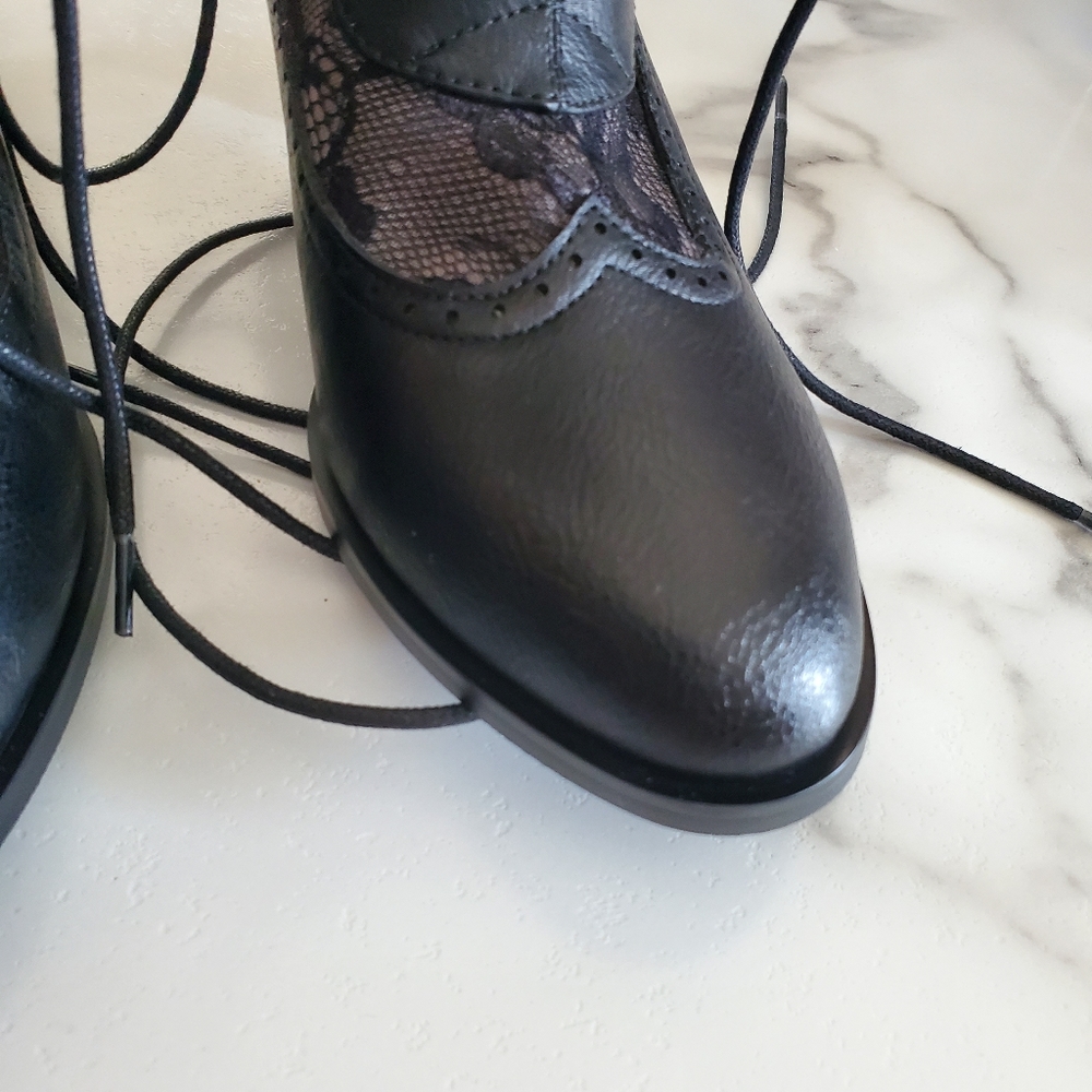 Black Heeled Lace Boots - Picture 7 of 16